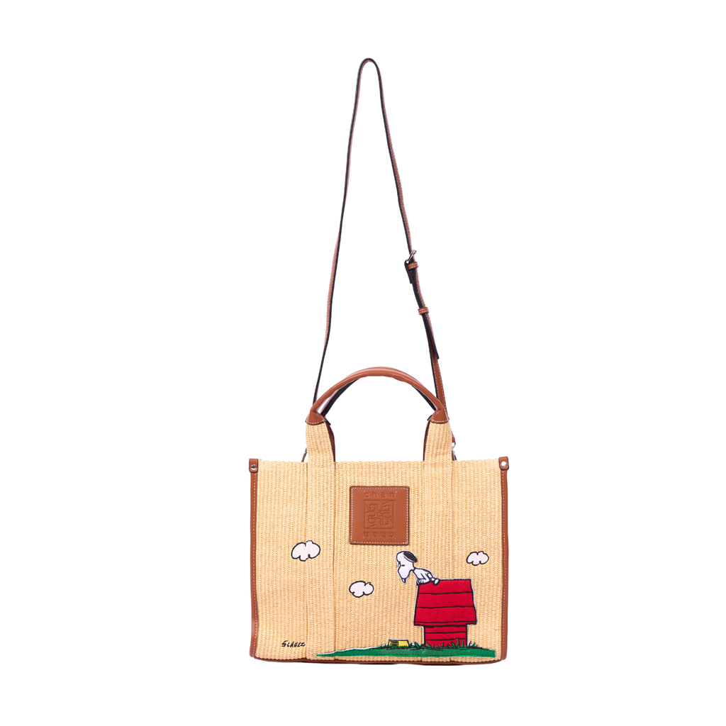 Chan x Peanuts – Straw Shopper Bag – Brown
