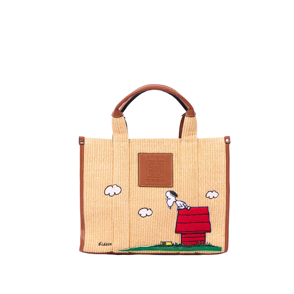 Chan x Peanuts – Straw Shopper Bag – Brown