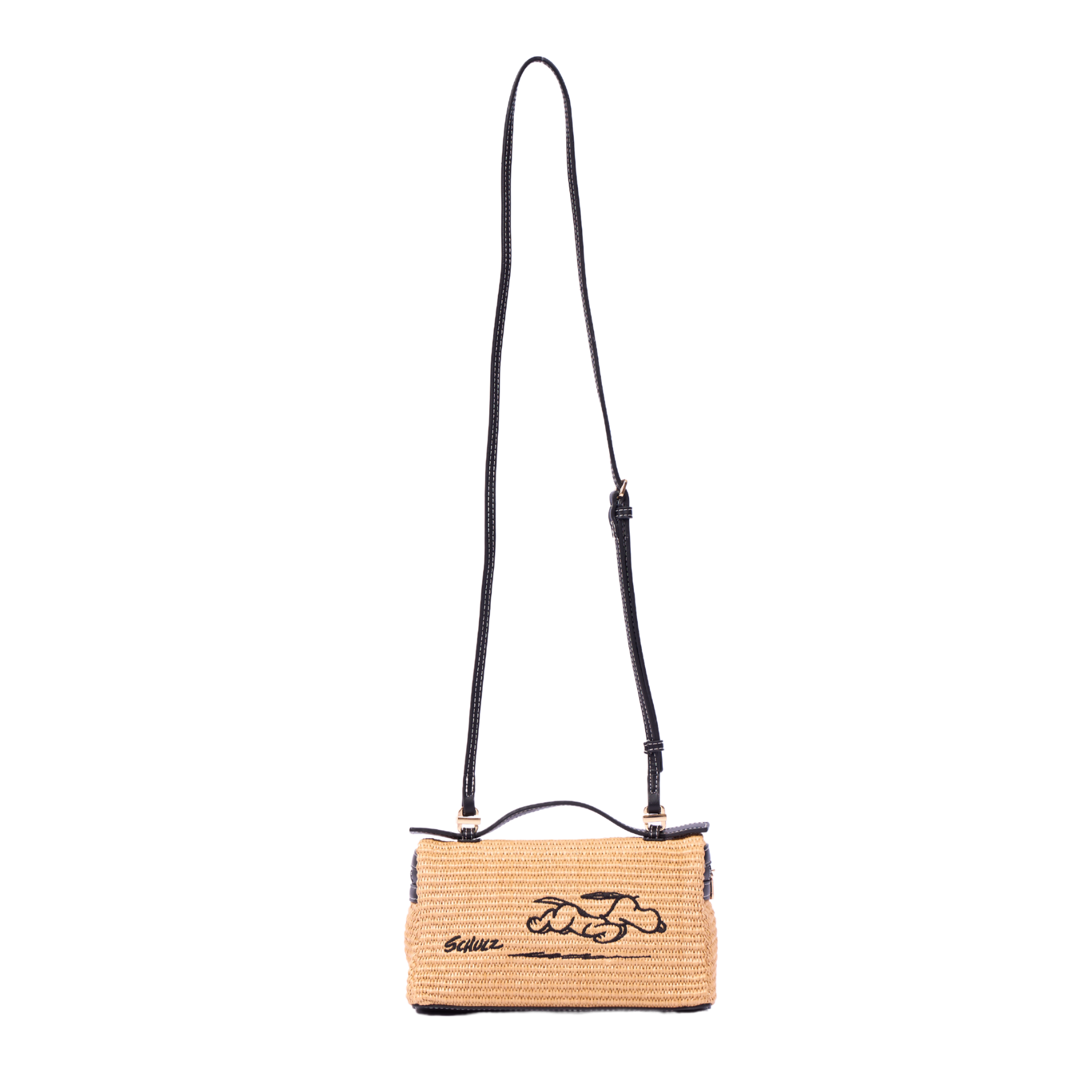 Chan x Peanuts – Vanity Straw Crossbody – Black