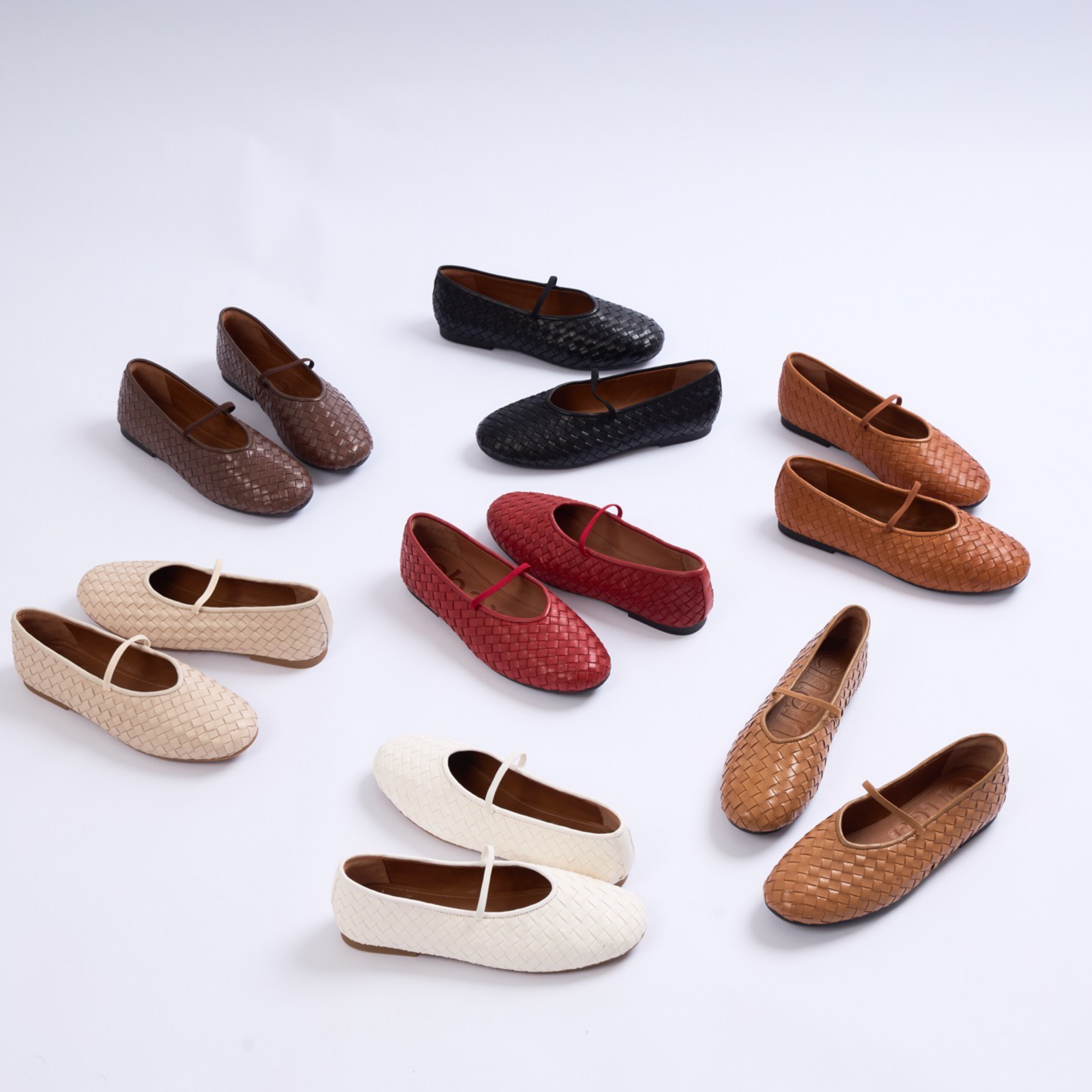 Chan Journey – Florence Handmade Woven Calfskin Flats – Ruby