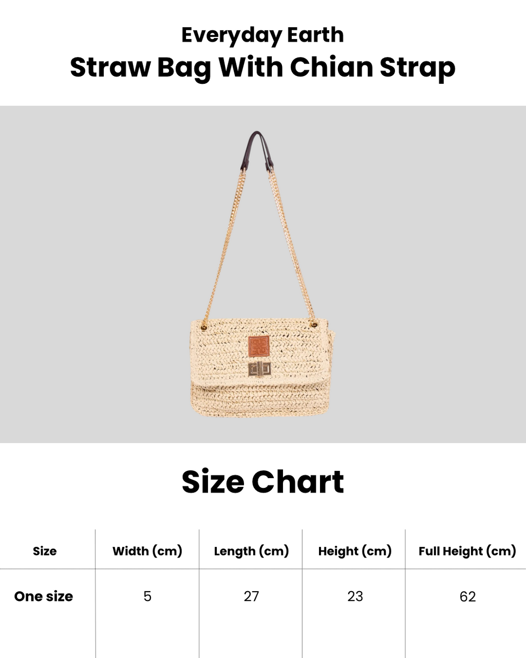 Everyday Earth – Straw Bag With Chian Strap – Beige
