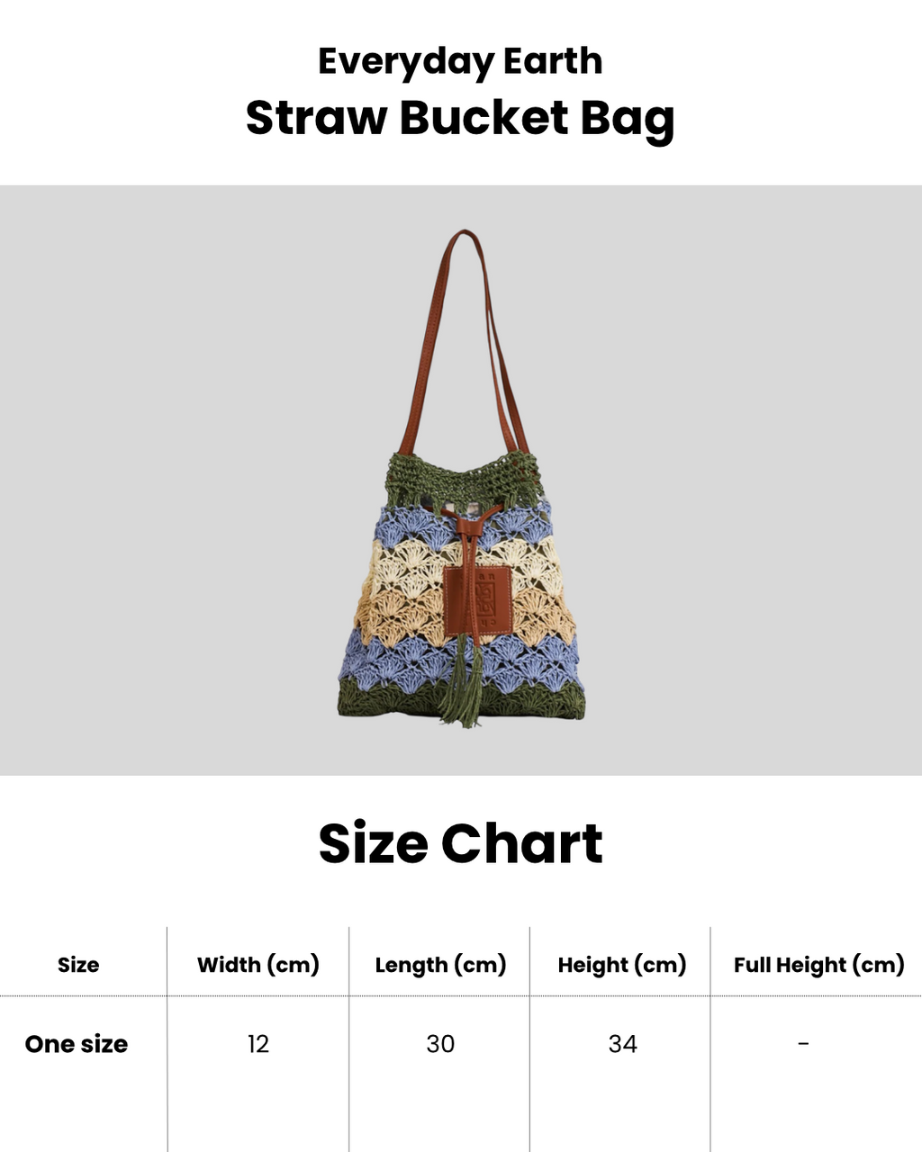 Everyday Earth – Straw Bucket Bag – Blue
