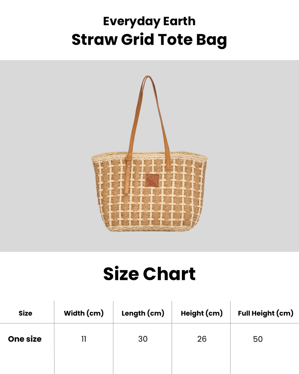 Everyday Earth – Straw Grid Tote Bag – Brown