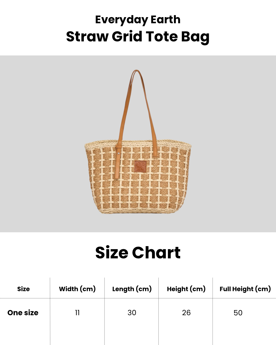 Everyday Earth – Straw Grid Tote Bag – Black