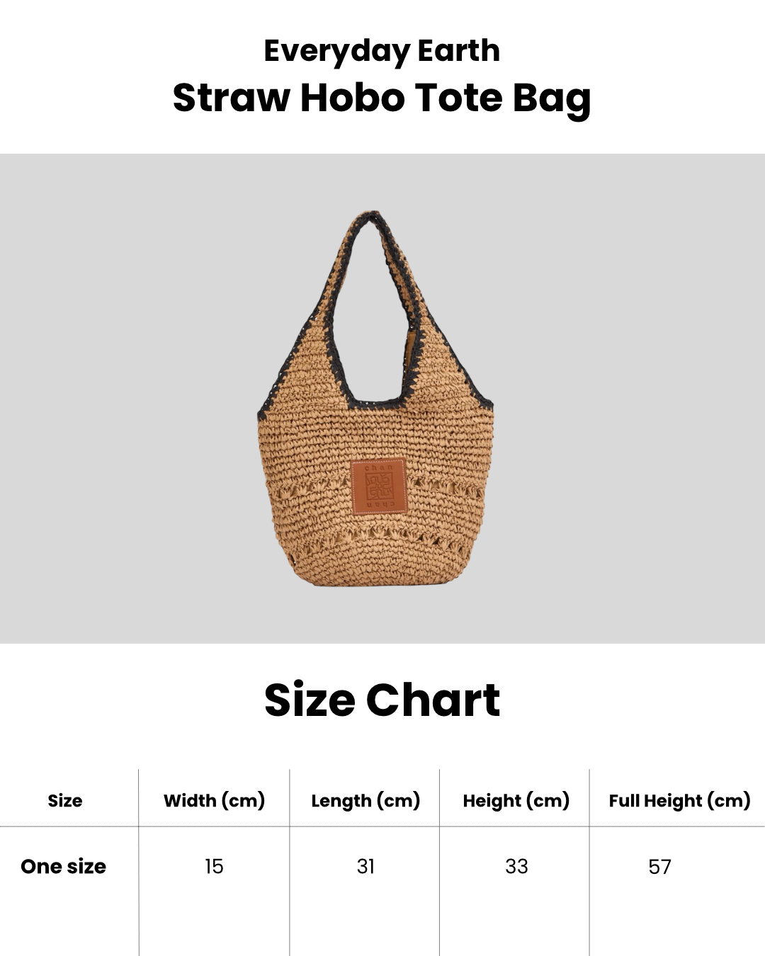 Everyday Earth – Straw Hobo Tote Bag – Beige