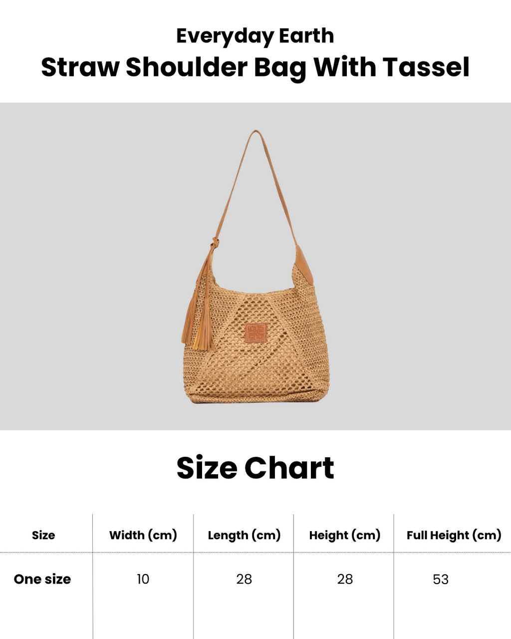 Everyday Earth – Straw Shoulder Bag With Tassel – Brown