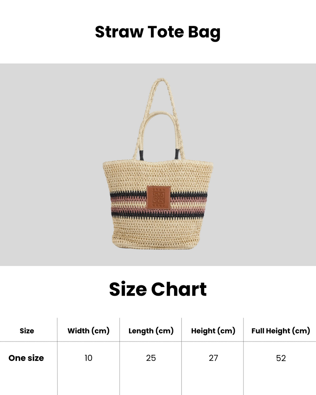 Straw Tote Bag - Beige