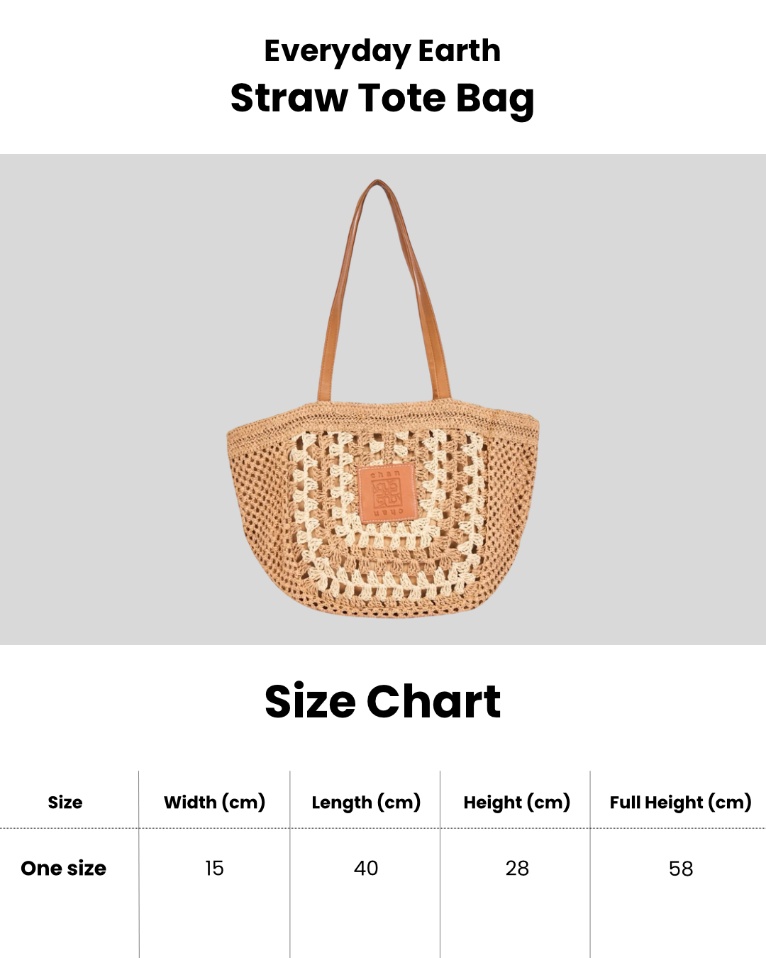 Everyday Earth – Straw Tote Bag – Beige