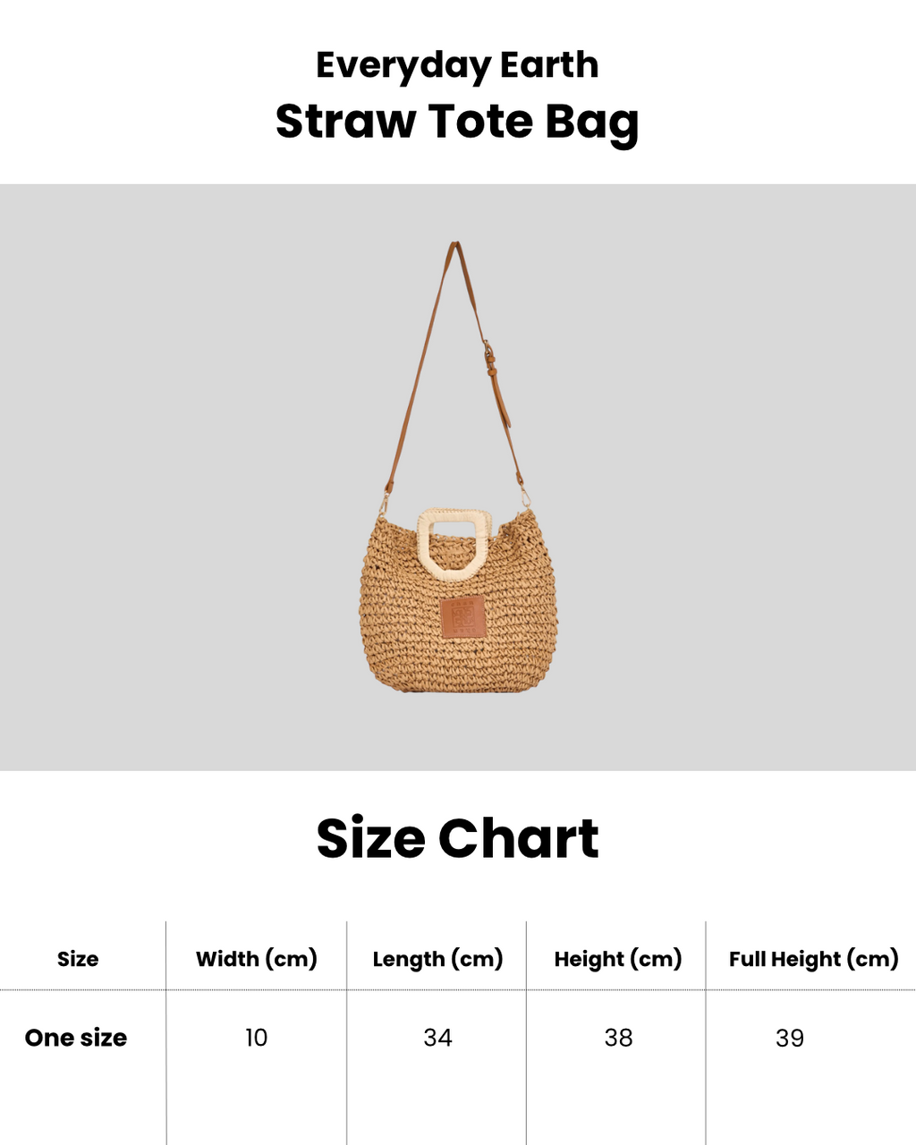 Everyday Earth – Straw Tote Bag – Beige
