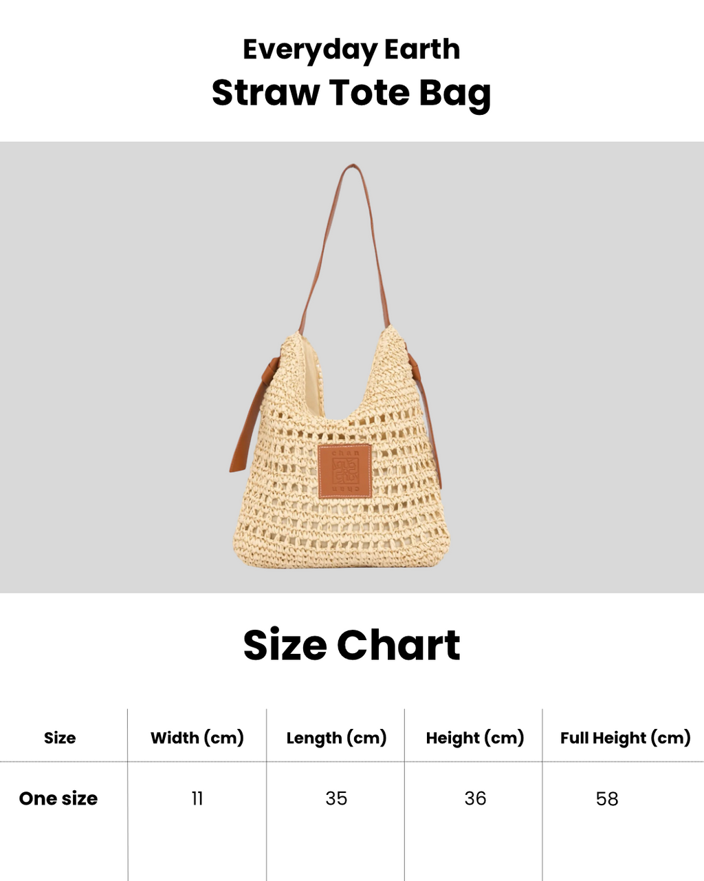 Everyday Earth – Straw Tote Bag – Brown