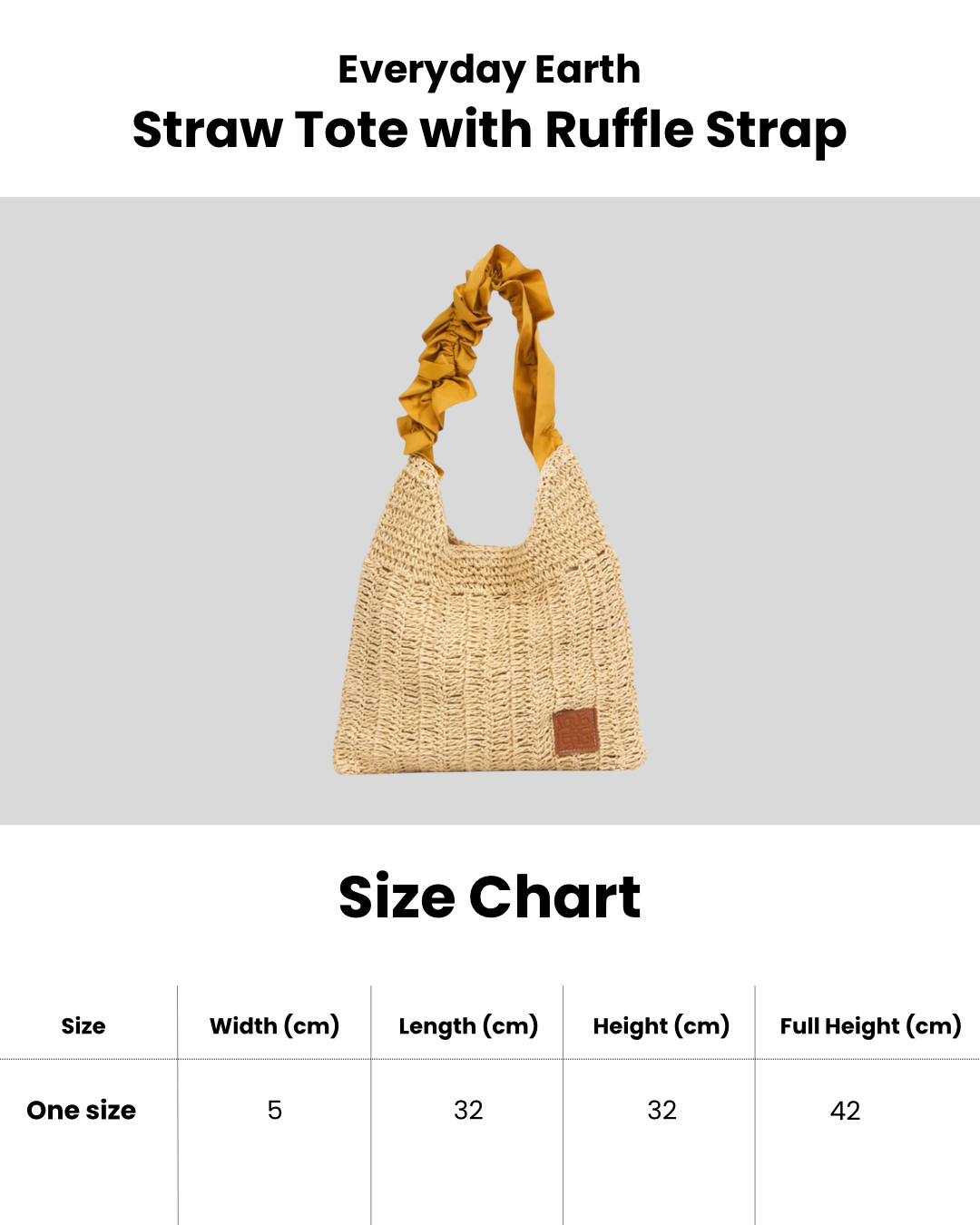 Everyday Earth – Straw Tote with Ruffle Strap – Gold