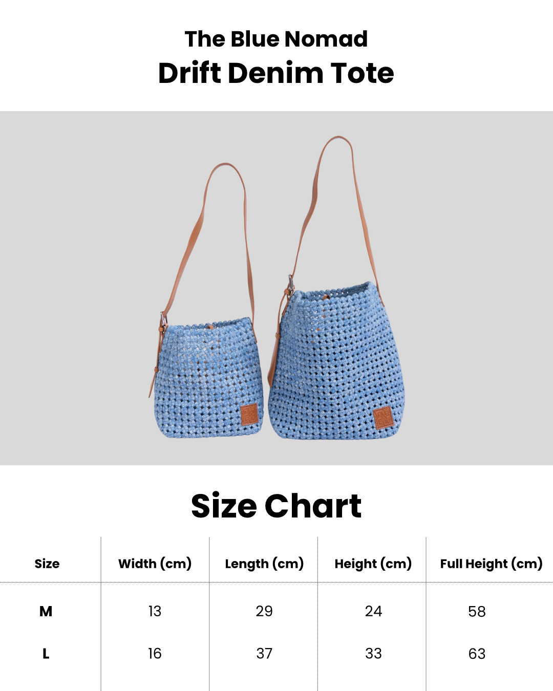The Blue Nomad - Drift Denim Tote M- Powder Blue
