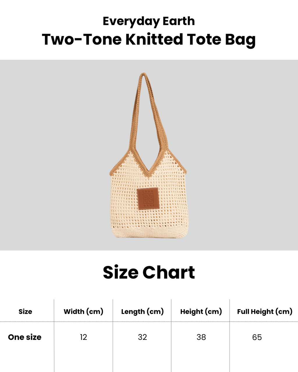 Everyday Earth – Two–Tone Knitted Tote Bag – Brown