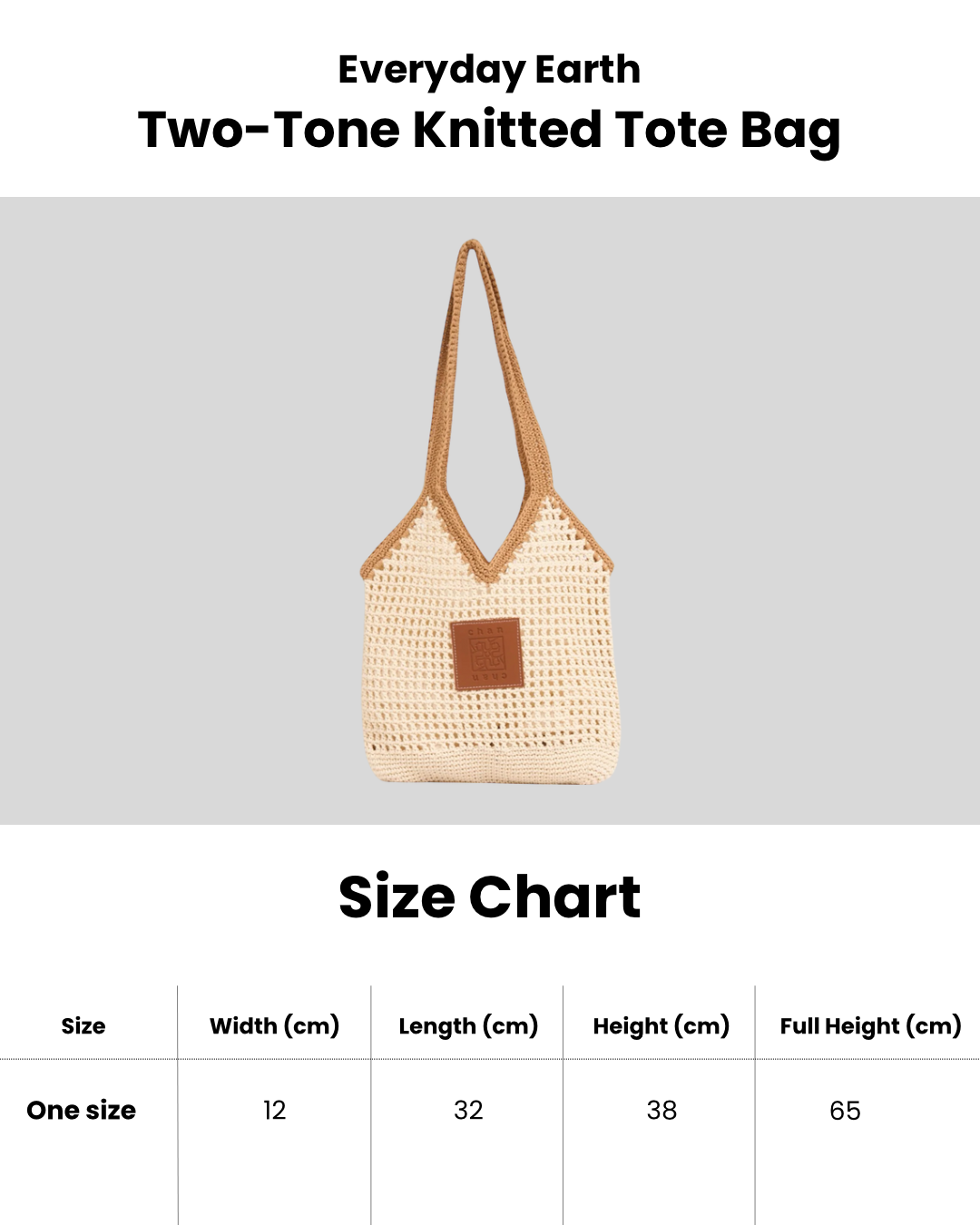 Everyday Earth – Two–Tone Knitted Tote Bag – Beige
