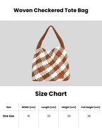 Woven Checkered Tote Bag L - Black