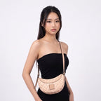 Urban Weave – Half Moon Crossbody Bag – Beige
