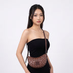 Urban Weave – Half Moon Crossbody Bag – Chocolate