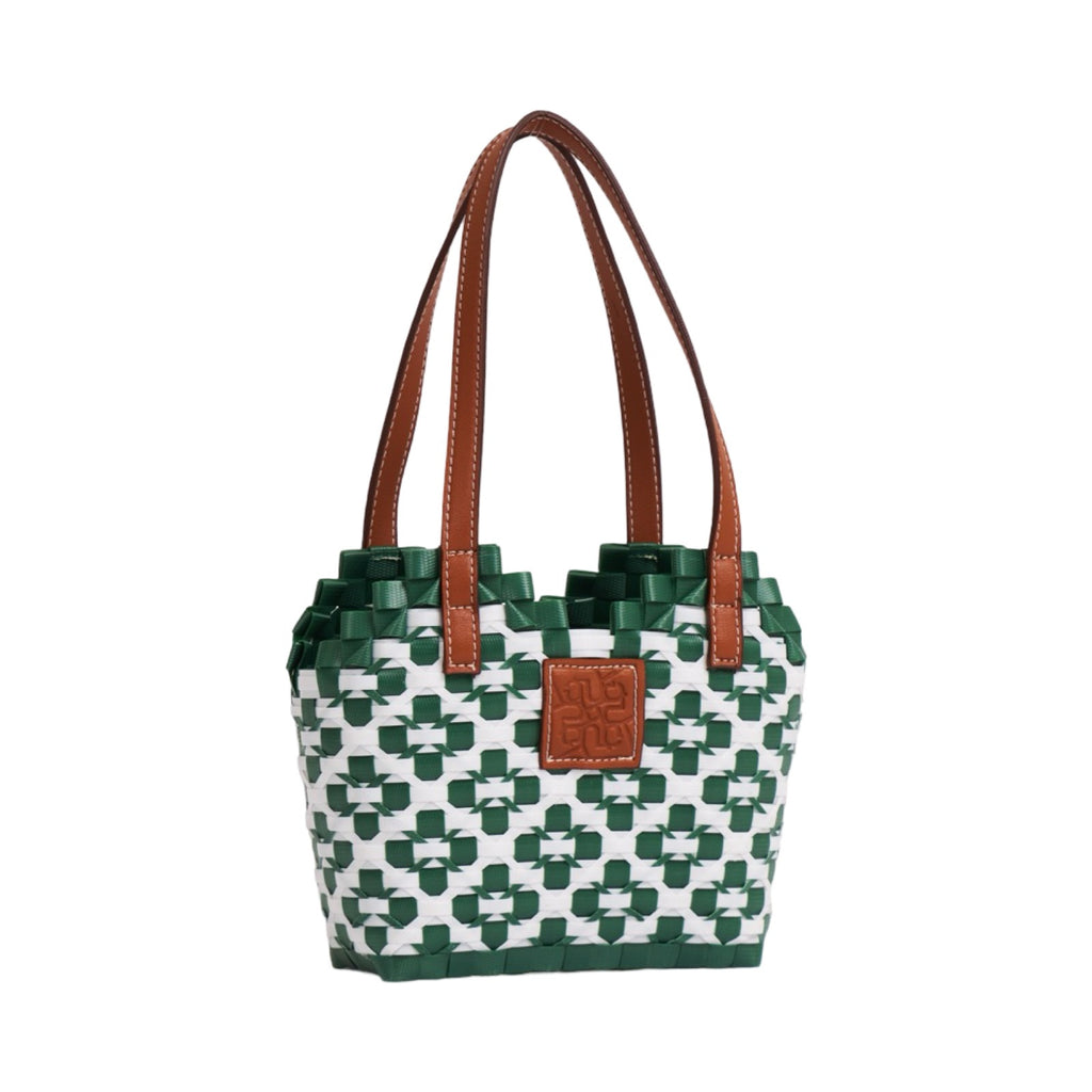 Thai Pattern Heart Basket Bag XS - Green
