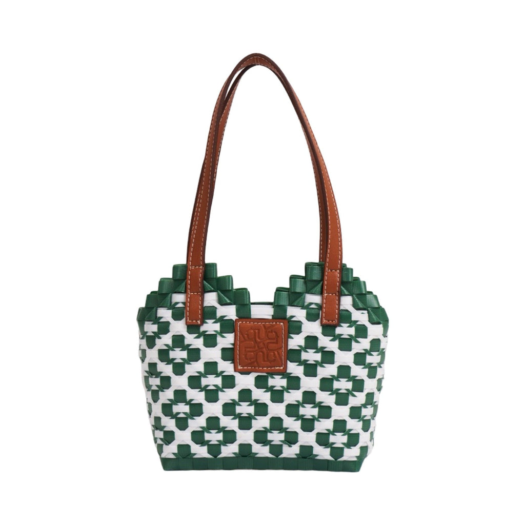 Thai Pattern Heart Basket Bag XS - Green
