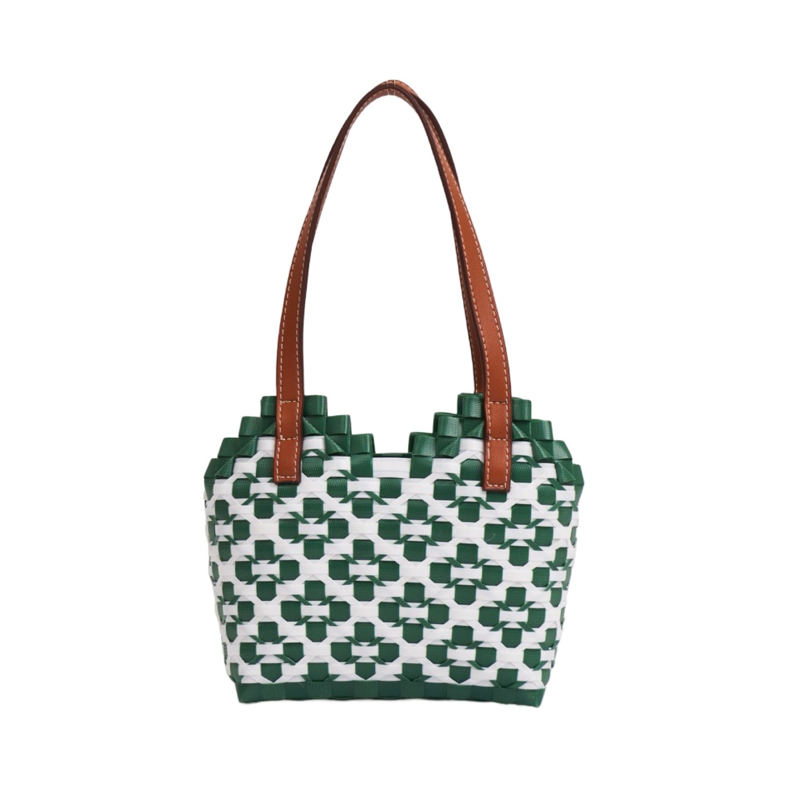 Thai Pattern Heart Basket Bag XS - Green