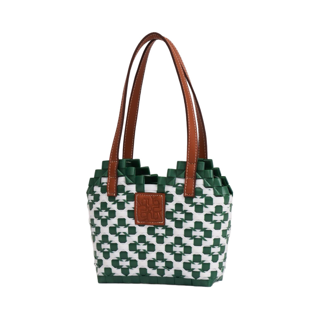 Thai Pattern Heart Basket Bag XS - Green