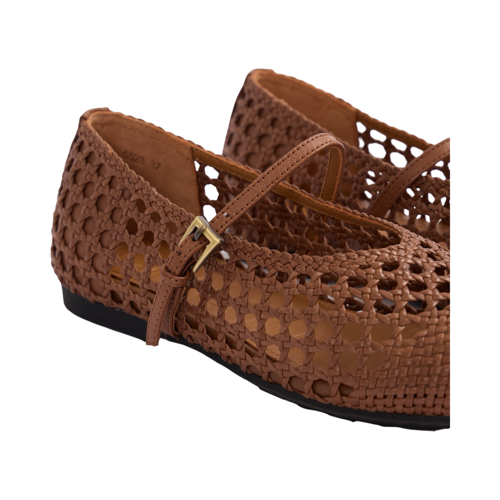 Chan Journey – Kyoto Handmade Woven Horse Leather Flats – Chocolate