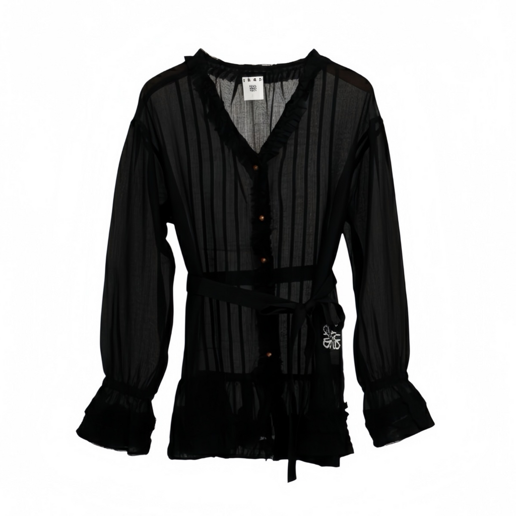 Ruffle Chiffon Blouse – Black