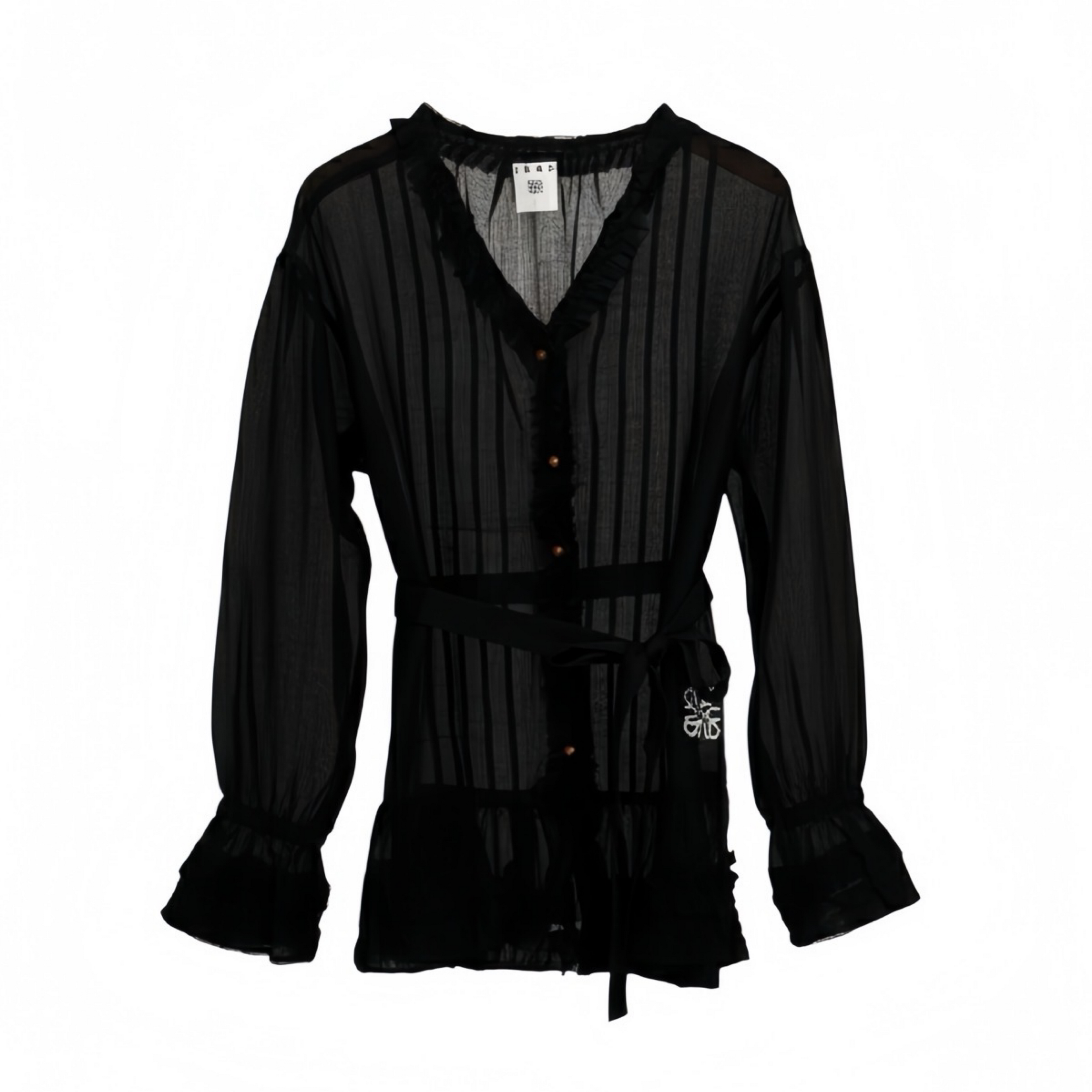 Ruffle Chiffon Blouse – Black