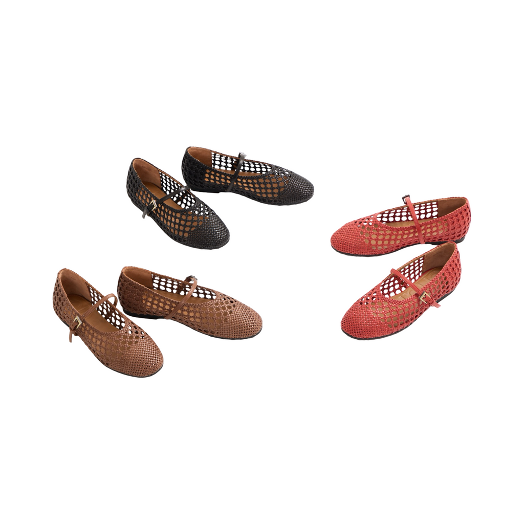 Chan Journey – Kyoto Handmade Woven Horse Leather Flats – Chocolate
