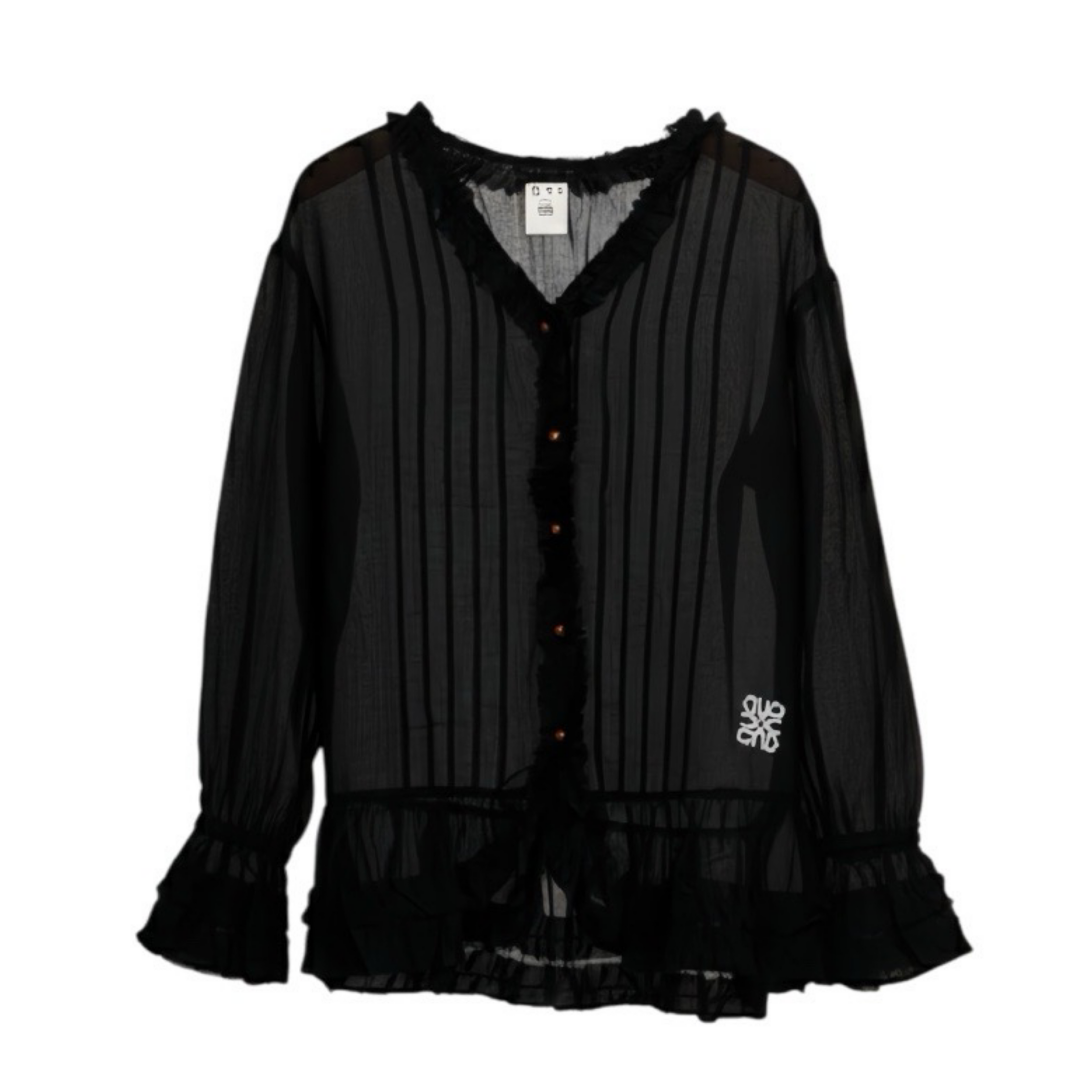 Ruffle Chiffon Blouse – Black