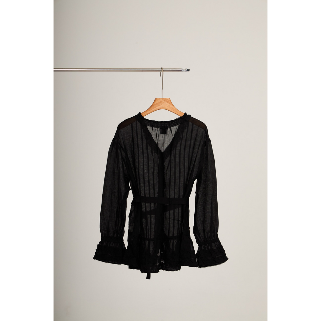 Ruffle Chiffon Blouse – Black