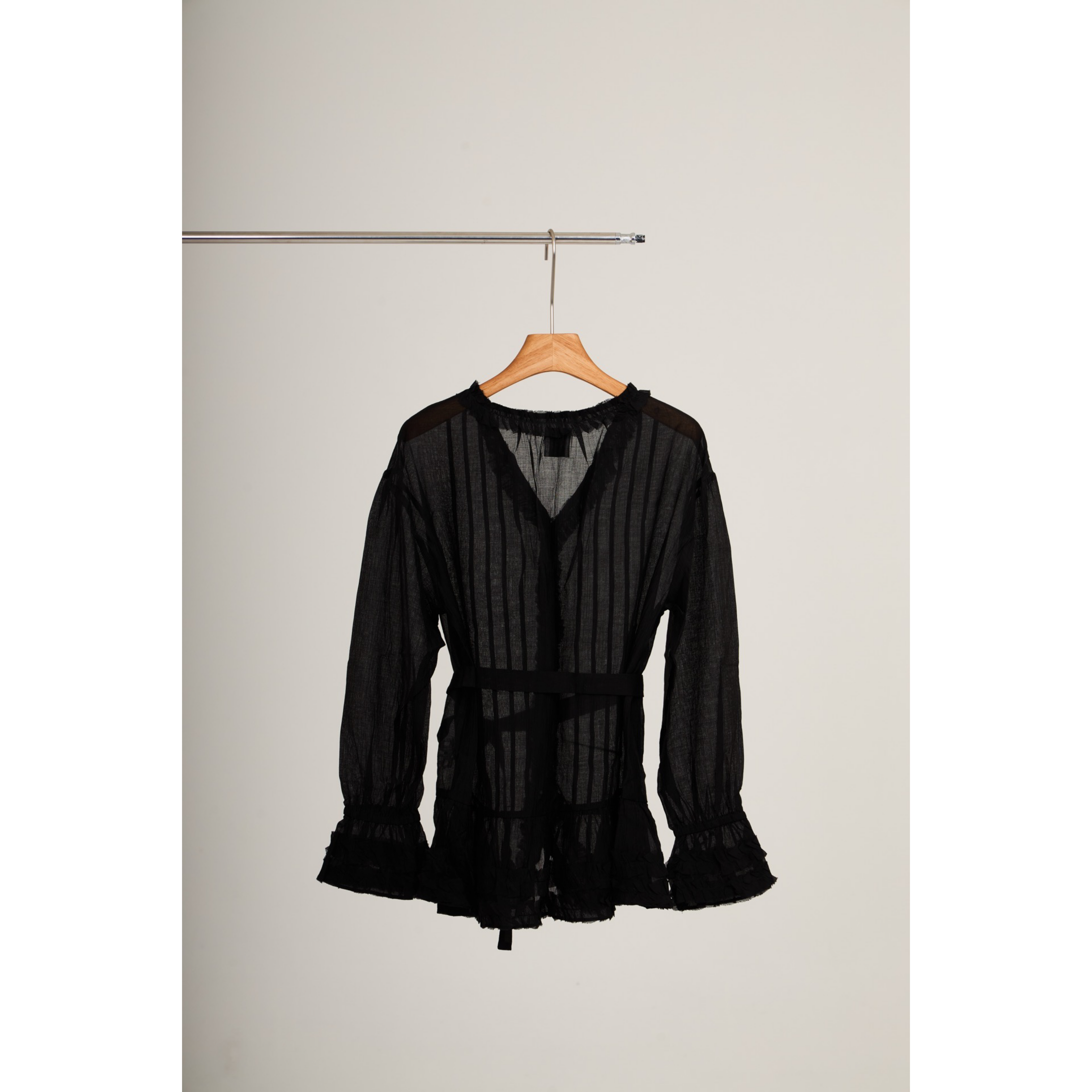 Ruffle Chiffon Blouse – Black
