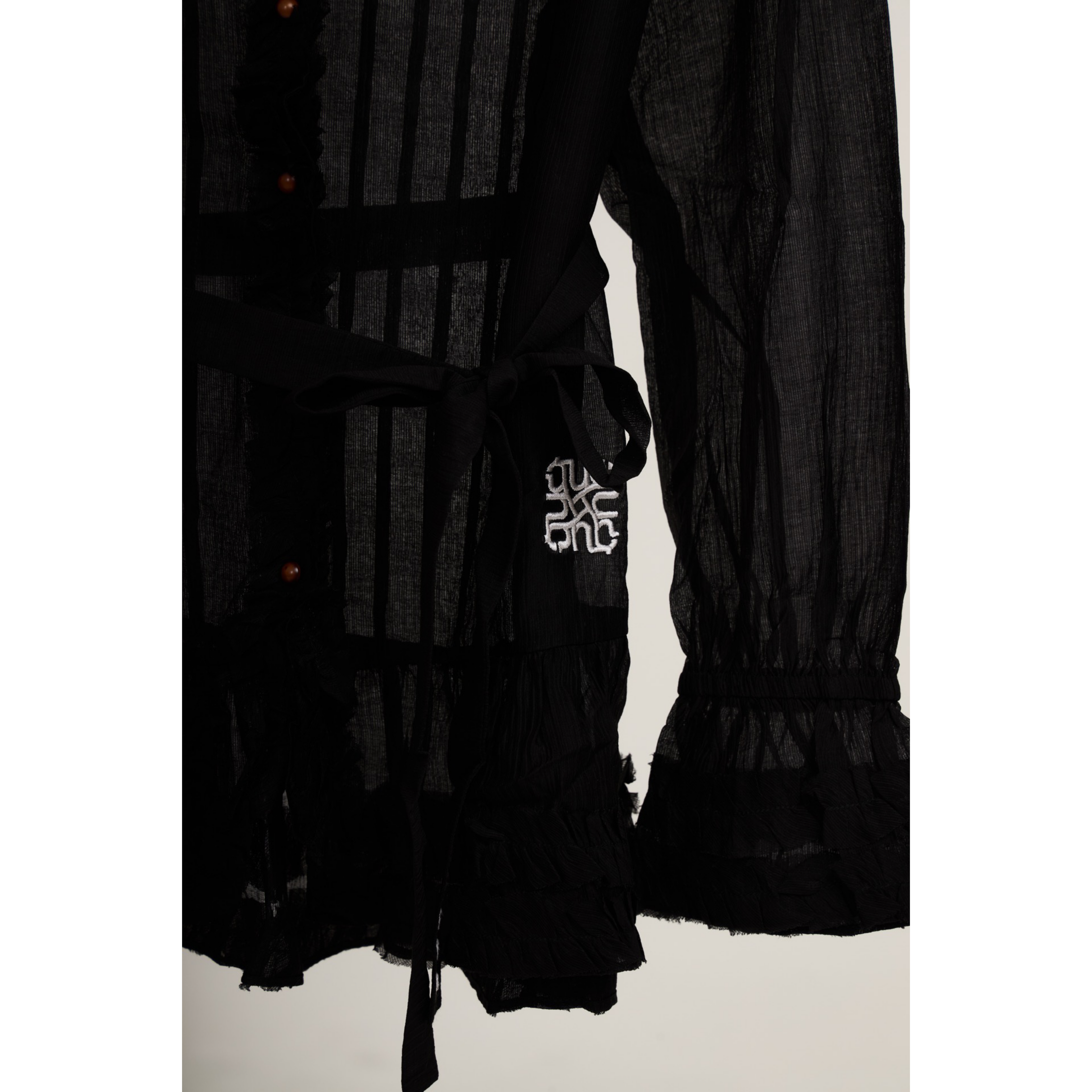 Ruffle Chiffon Blouse – Black