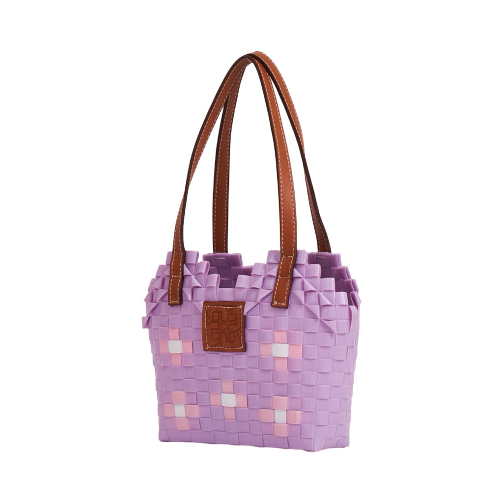 Floral Heart Basket Bag XS - Purple