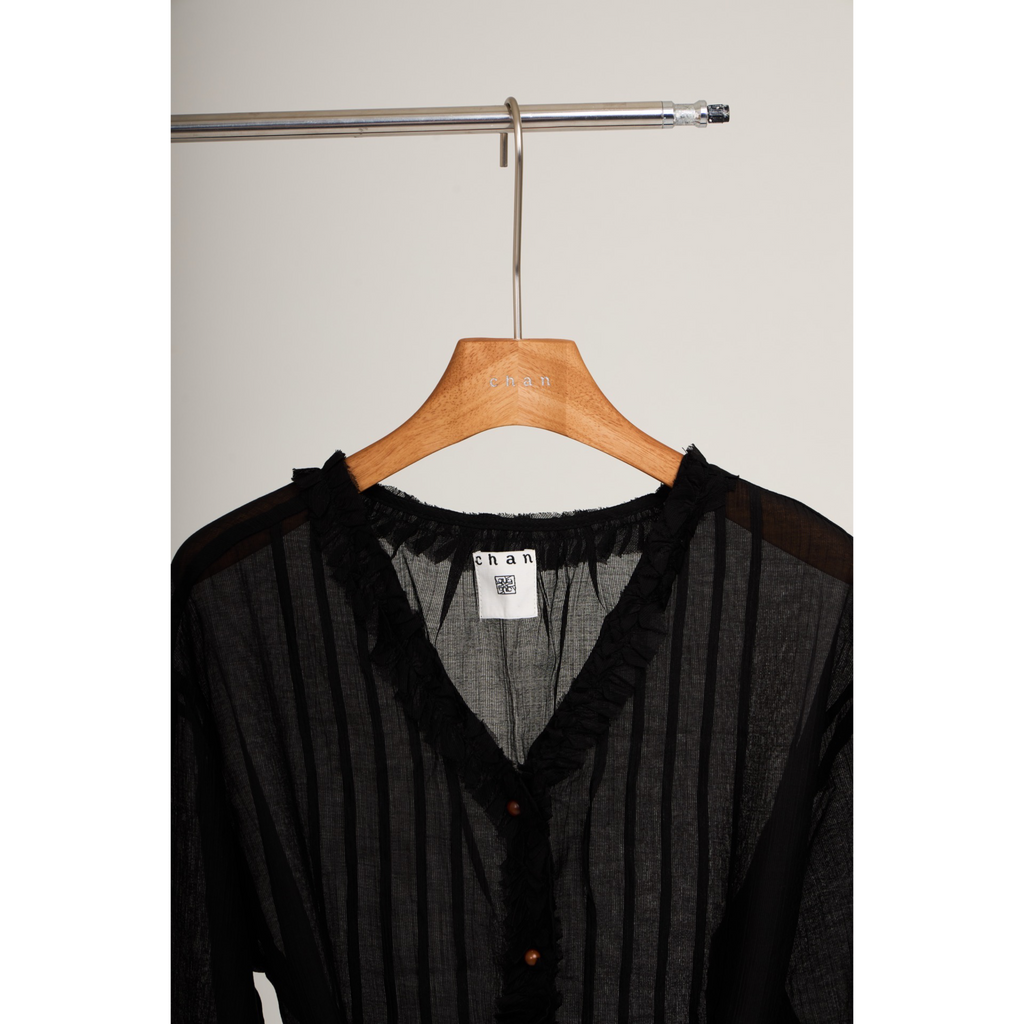 Ruffle Chiffon Blouse – Black