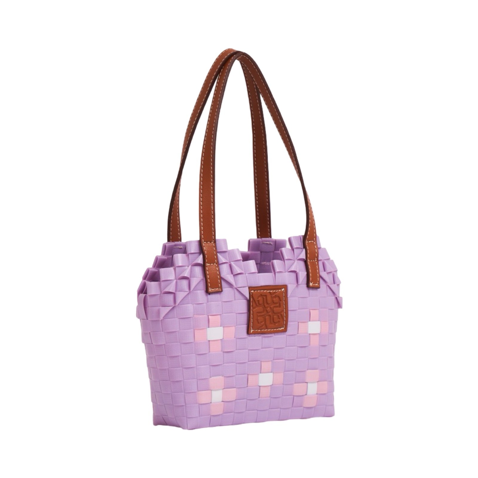 Floral Heart Basket Bag XS - Purple