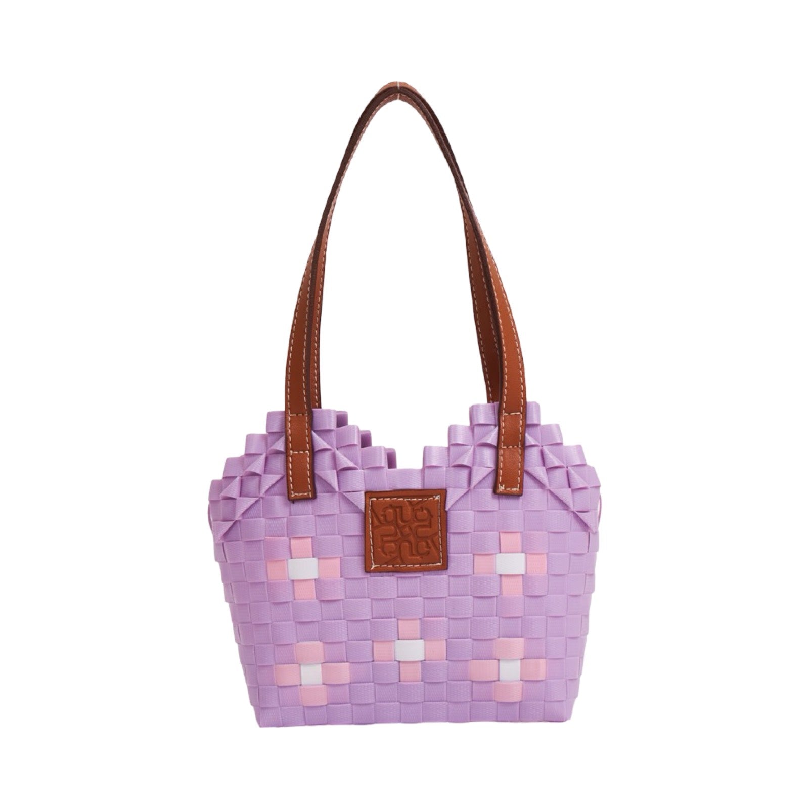 Floral Heart Basket Bag XS - Purple